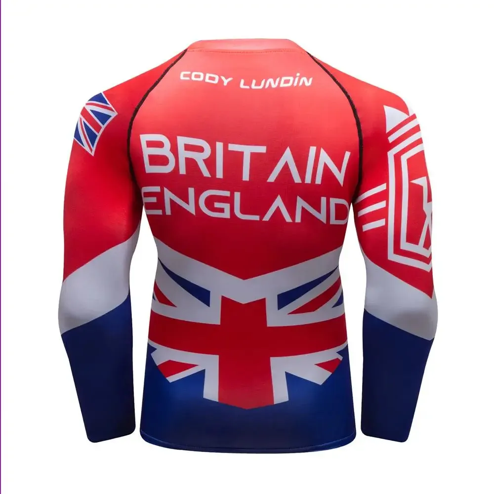 Cody Lundin - Battle Nation : Britain  -  Long Sleeve MMA  / BJJ  Compression Shirt / Rash Guard