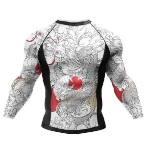 Cody Lundin - "WHITE DRAGON" -  MMA Long Sleeve Compression  Shirt / Rash Guard
