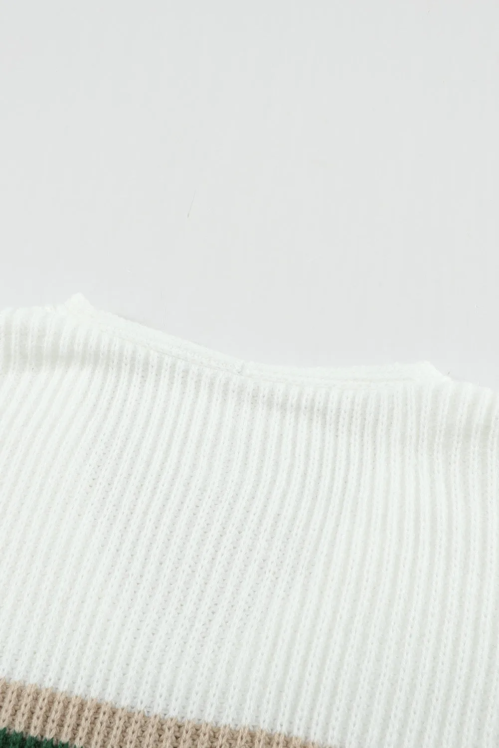 Colorblock V Neck Ribbed Knitted Sweater