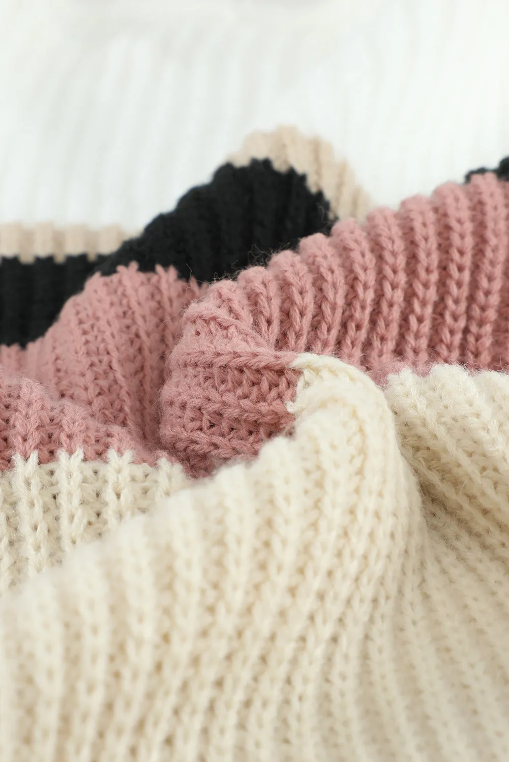 Colorblock V Neck Ribbed Knitted Sweater