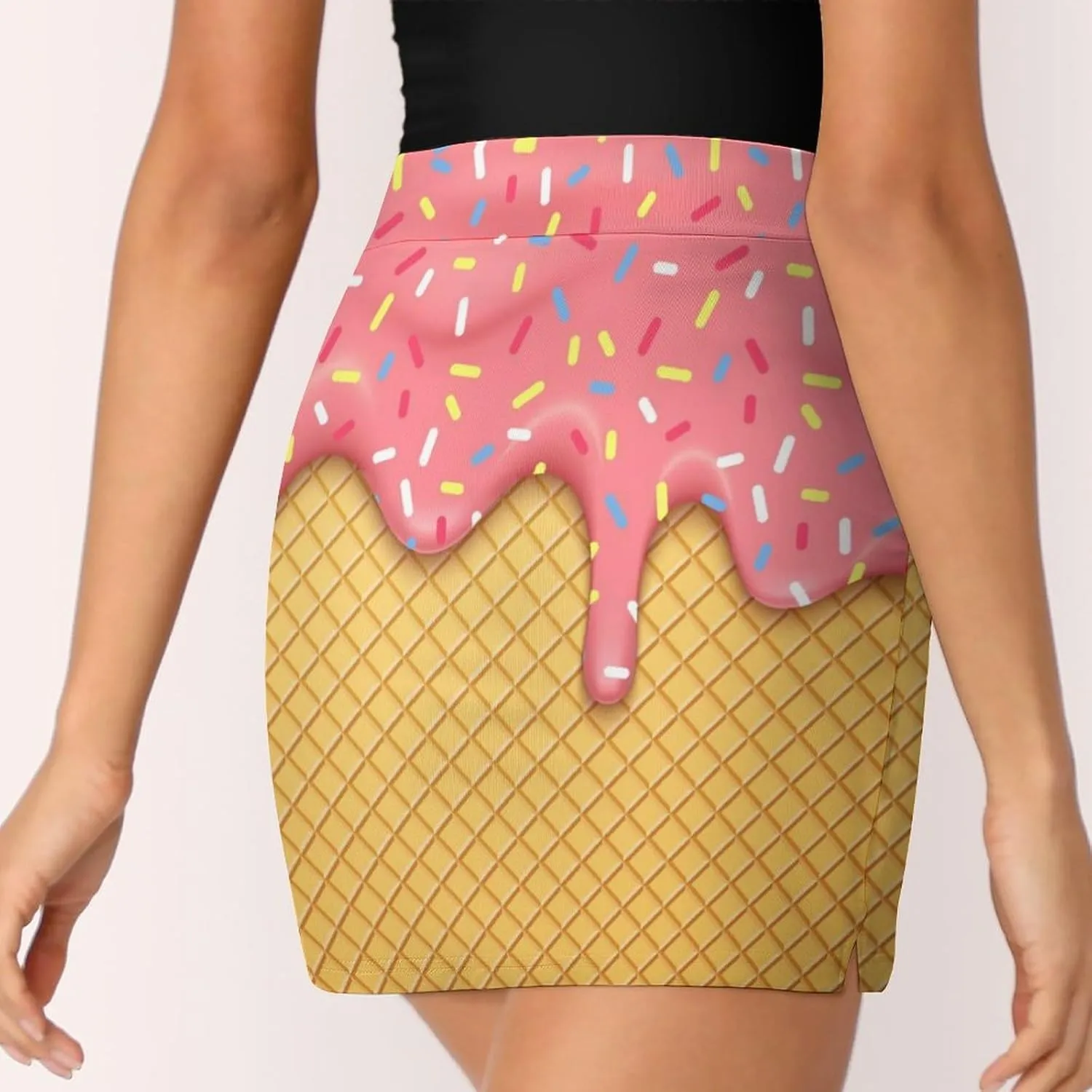 Colorful Sprinkles on Waffle Women's Mini Tennis Skirt with Shorts Underneath Athletic Workout Cute Skorts