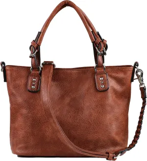 Concealed Ella Carry Purse for Women  Locking Zippers, Braided Strap, Holster Included, Faux Leather Tote