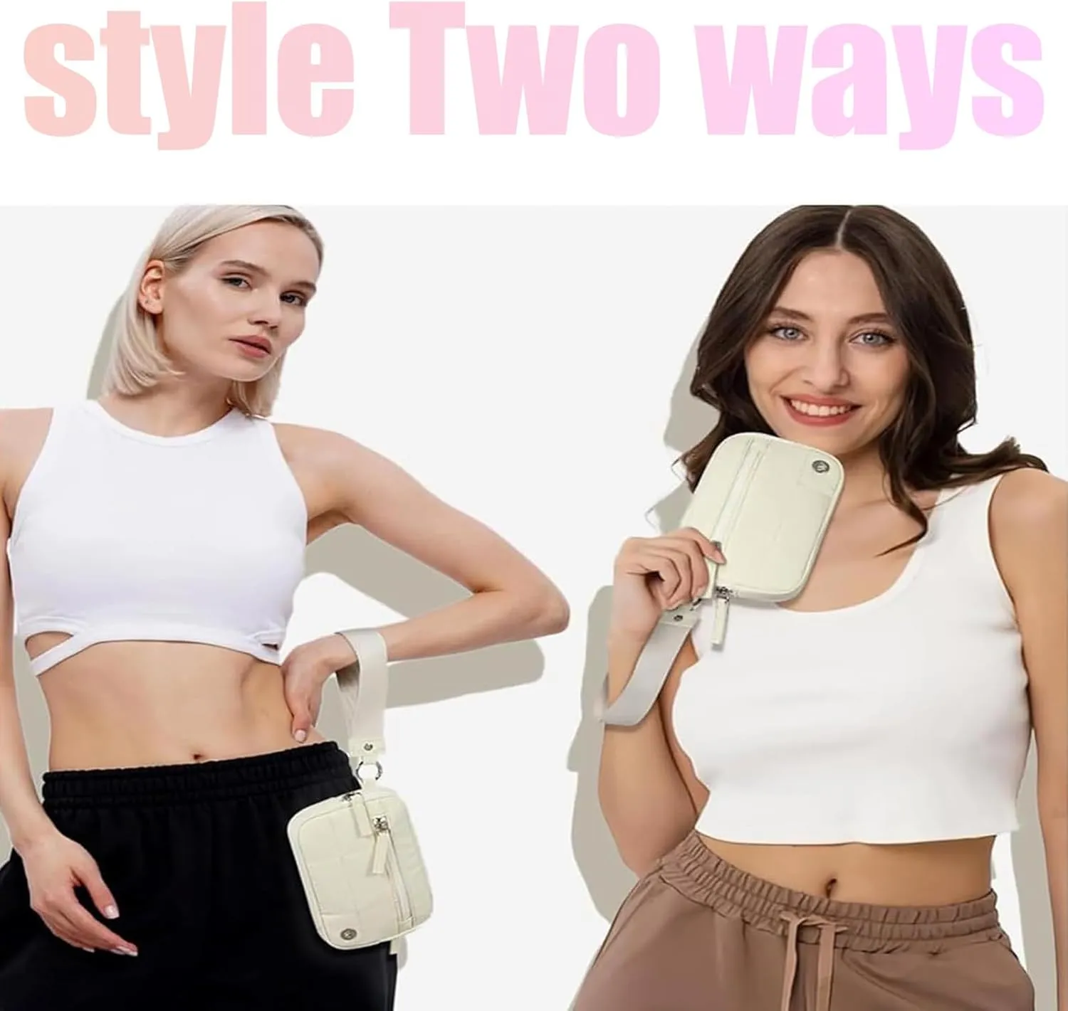 Convely Essential Wristlet, Convely Wristlet, Convely Wristlet Wallets for Women, with 3 Zipper Purse, Nylon Quilted Wallet