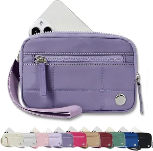 Convely Essential Wristlet, Convely Wristlet, Convely Wristlet Wallets for Women, with 3 Zipper Purse, Nylon Quilted Wallet