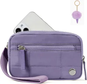 Convely Essential Wristlet, Convely Wristlet Wallet Stylish Functional Nylon Quilted Wristlet With 3 Zipper Fits Phone Keys
