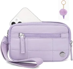 Convely Essential Wristlet, Convely Wristlet Wallet Stylish Functional Nylon Quilted Wristlet With 3 Zipper Fits Phone Keys