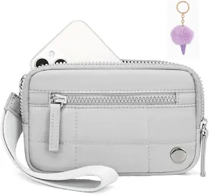 Convely Essential Wristlet, Convely Wristlet Wallet Stylish Functional Nylon Quilted Wristlet With 3 Zipper Fits Phone Keys