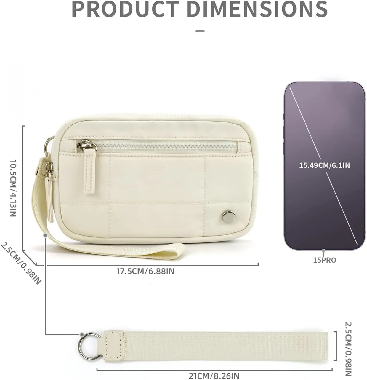 Convely Essential Wristlet, Convely Wristlet Wallet Stylish Functional Nylon Quilted Wristlet With 3 Zipper Fits Phone Keys
