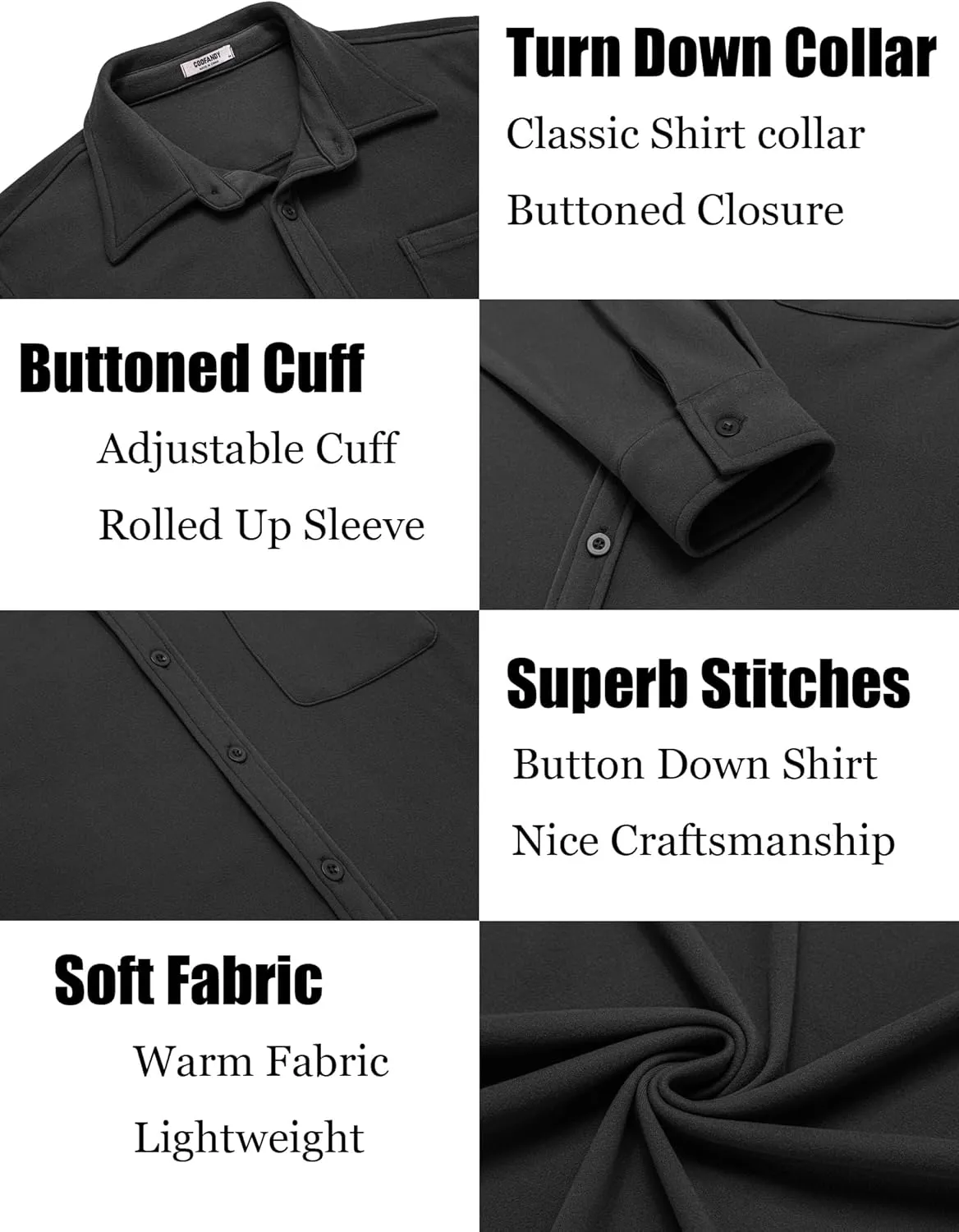 COOFANDY Men's Casual Shirt Long Sleeve Button Down Lightweight Flannel Shirts
