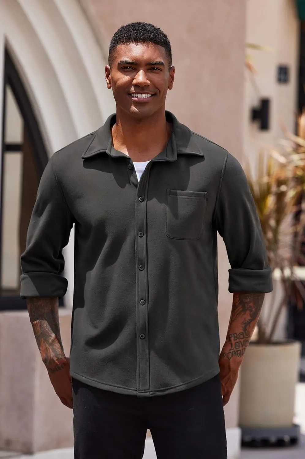 COOFANDY Men's Casual Shirt Long Sleeve Button Down Lightweight Flannel Shirts