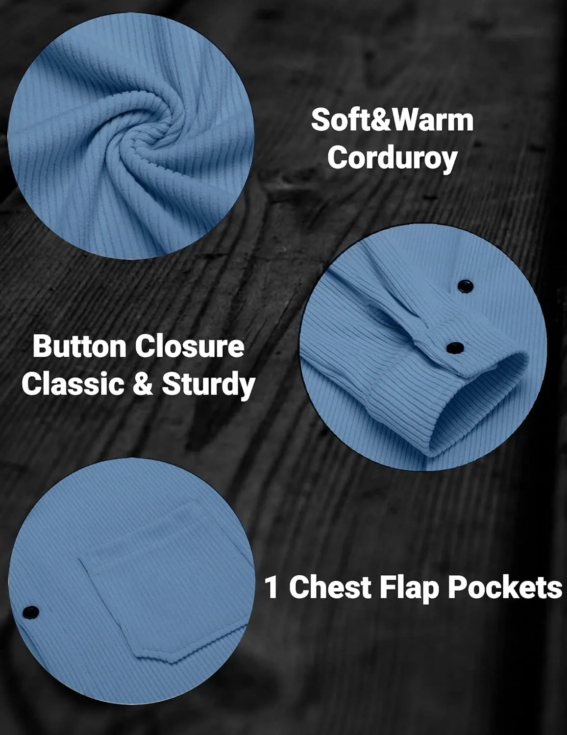 COOFANDY Men's Corduroy Shirt Casual Shacket Long Sleeve Button Down Lightweight Jacket