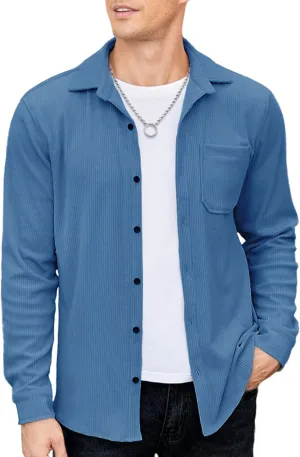 COOFANDY Men's Corduroy Shirt Casual Shacket Long Sleeve Button Down Lightweight Jacket