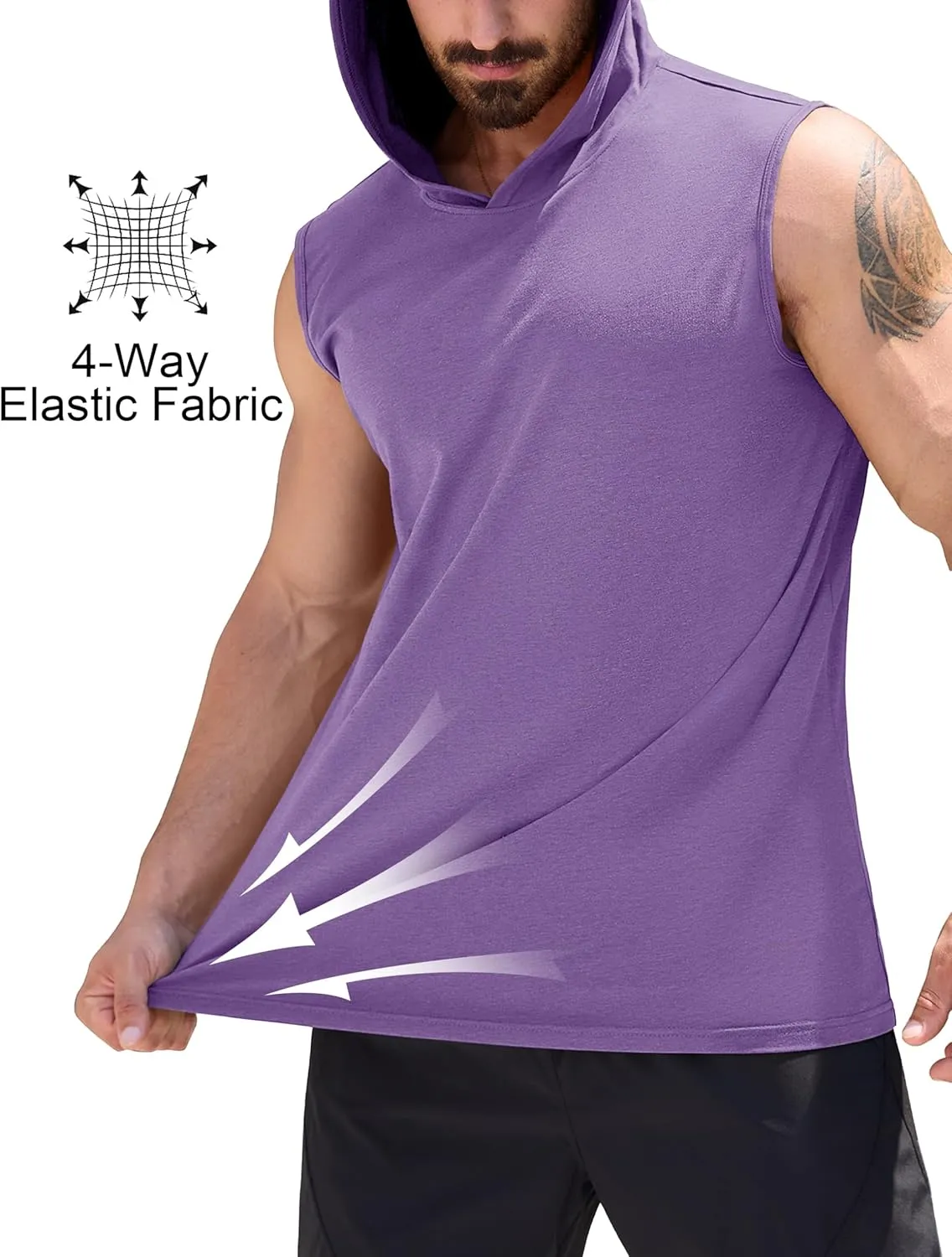 Cotrasen Men's UPF 50  Cotton Hooded Tank Top Sleeveless Hoodie Lightweight Casual Gym Workout Shirt Cooling Muscle Tee Shirt