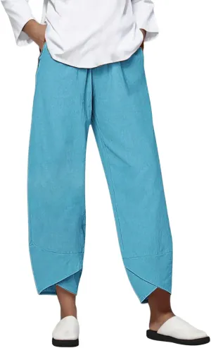Cotton Linen Pants for Women Capris Plus Size Wide Leg Sweatpants Summer Beach Cropped Elastic Waist Capri Trousers