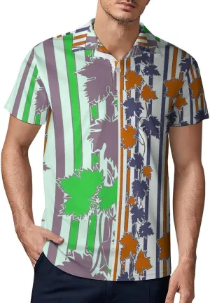 Cute Bird Pattern Men's Polo Shirts Short Sleeve Blend Performance Fashion Business Casual Collared Shirts