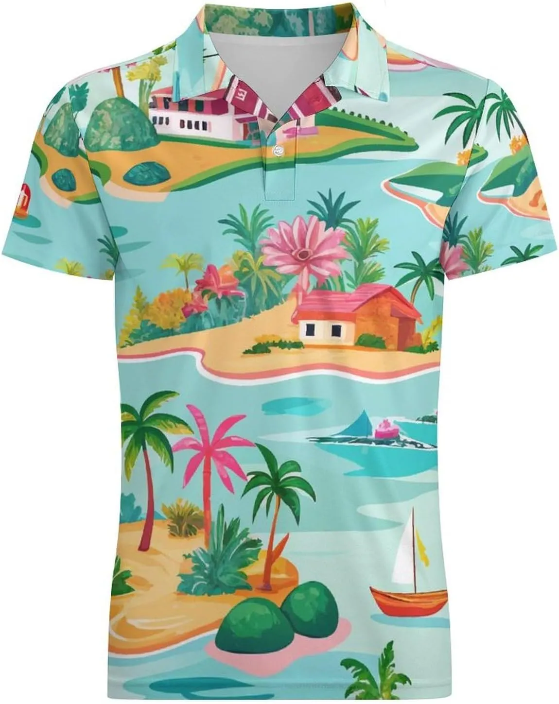 Cute Bird Pattern Men's Polo Shirts Short Sleeve Blend Performance Fashion Business Casual Collared Shirts