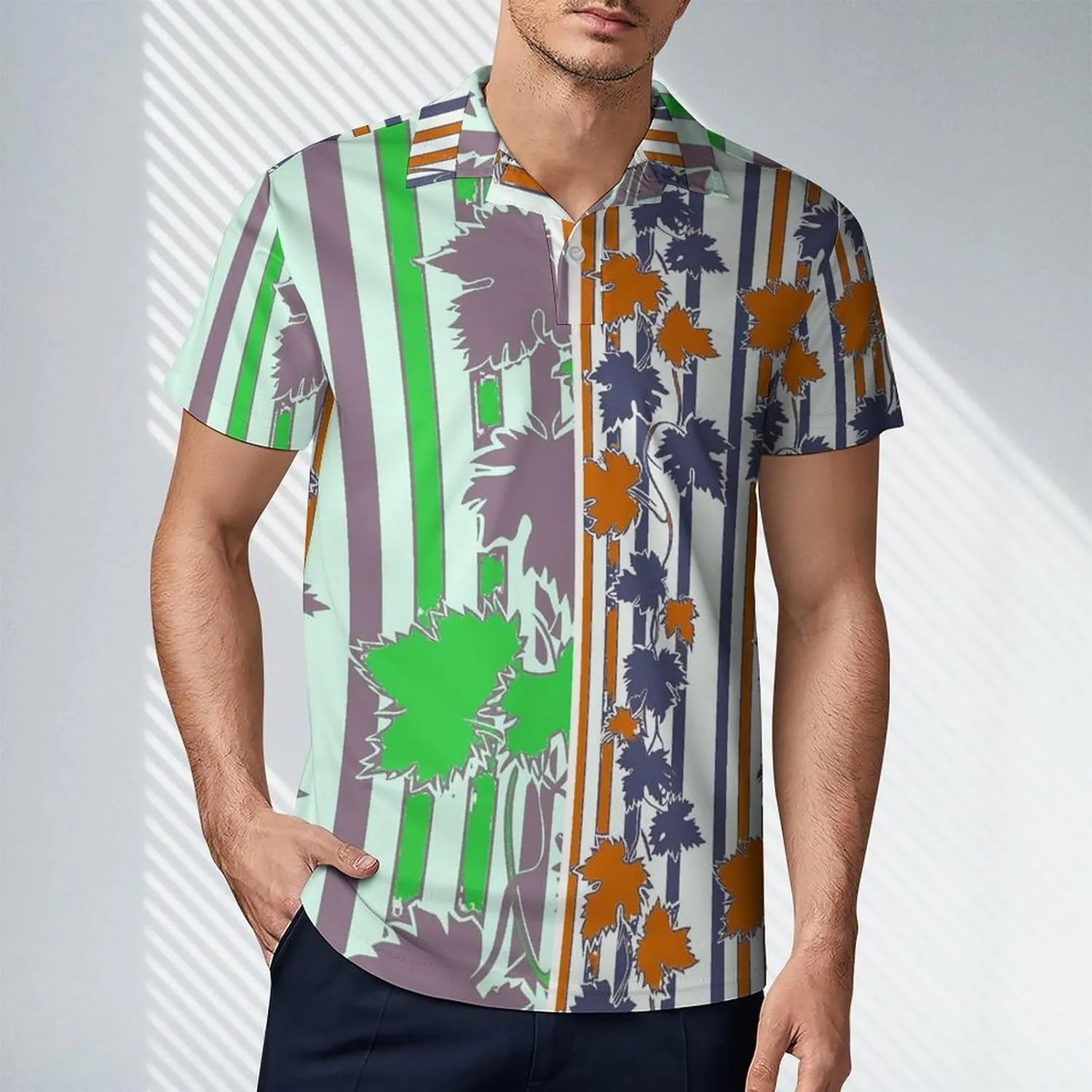 Cute Bird Pattern Men's Polo Shirts Short Sleeve Blend Performance Fashion Business Casual Collared Shirts