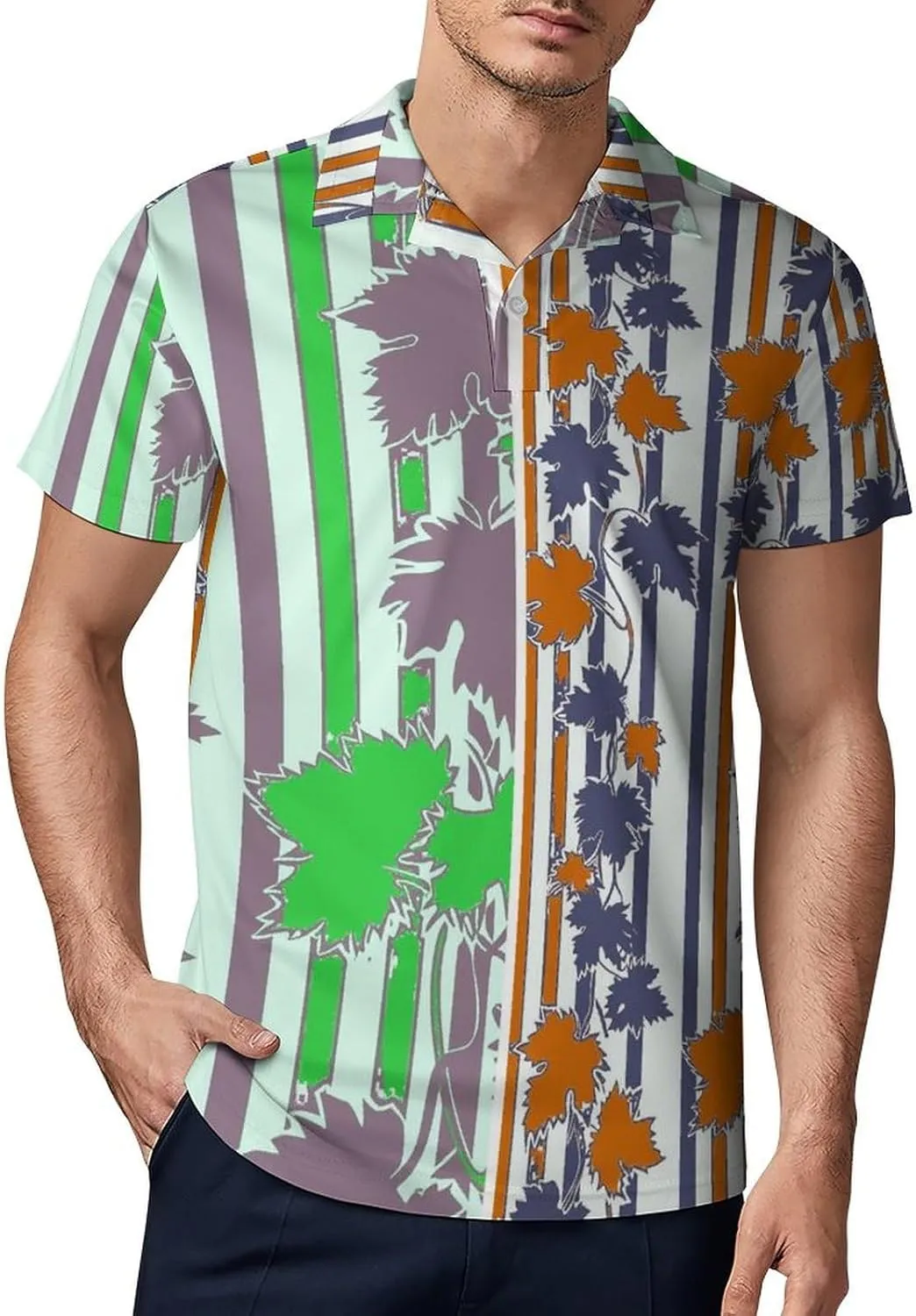 Cute Bird Pattern Men's Polo Shirts Short Sleeve Blend Performance Fashion Business Casual Collared Shirts