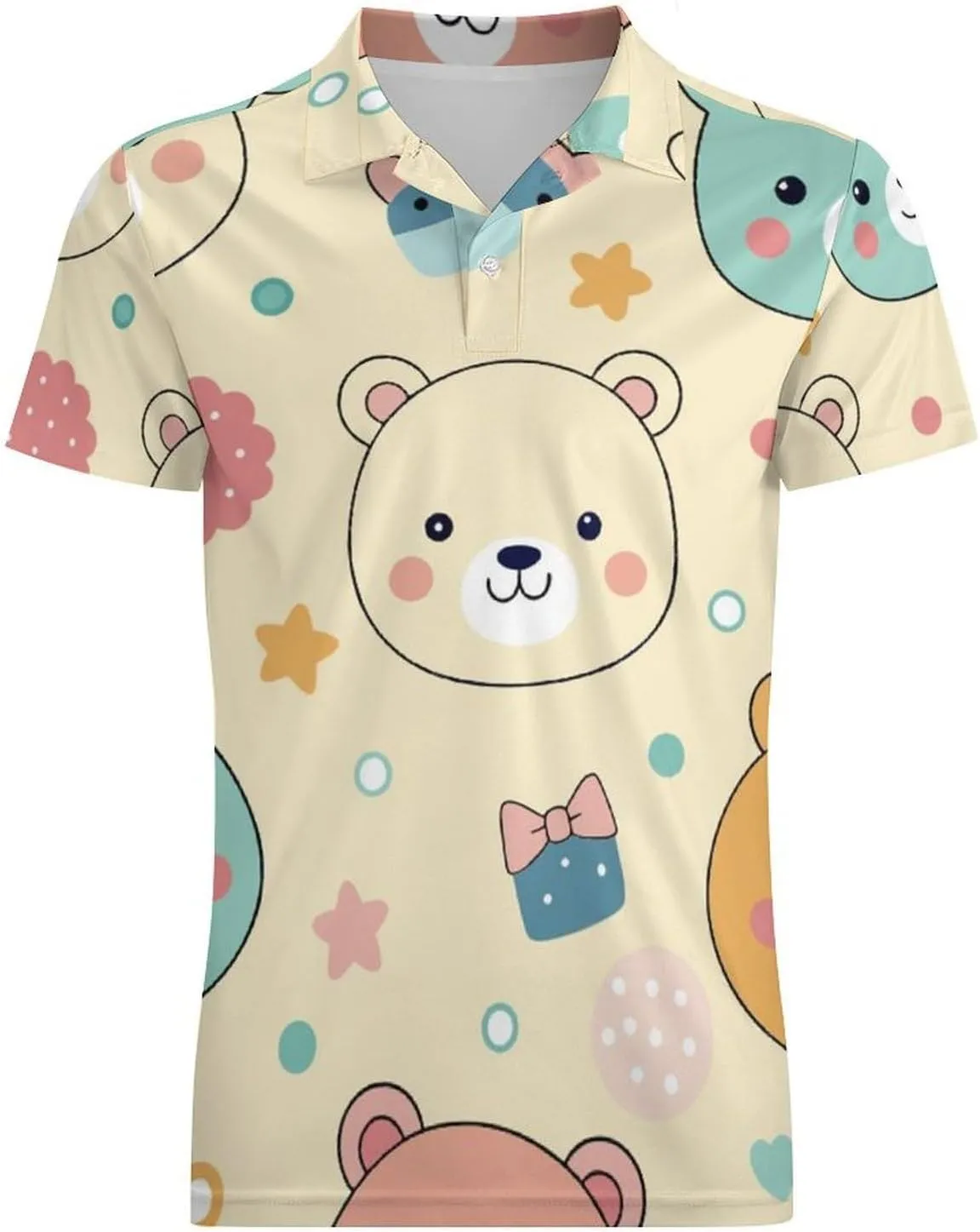 Cute Bird Pattern Men's Polo Shirts Short Sleeve Blend Performance Fashion Business Casual Collared Shirts