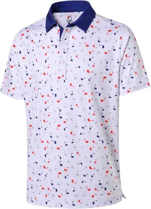 DEOLAX Mens Golf Shirt Moisture Wicking Dry Fit Performance Mens Polo Shirts Short Sleeve Fashion Print Golf Shirts for Men