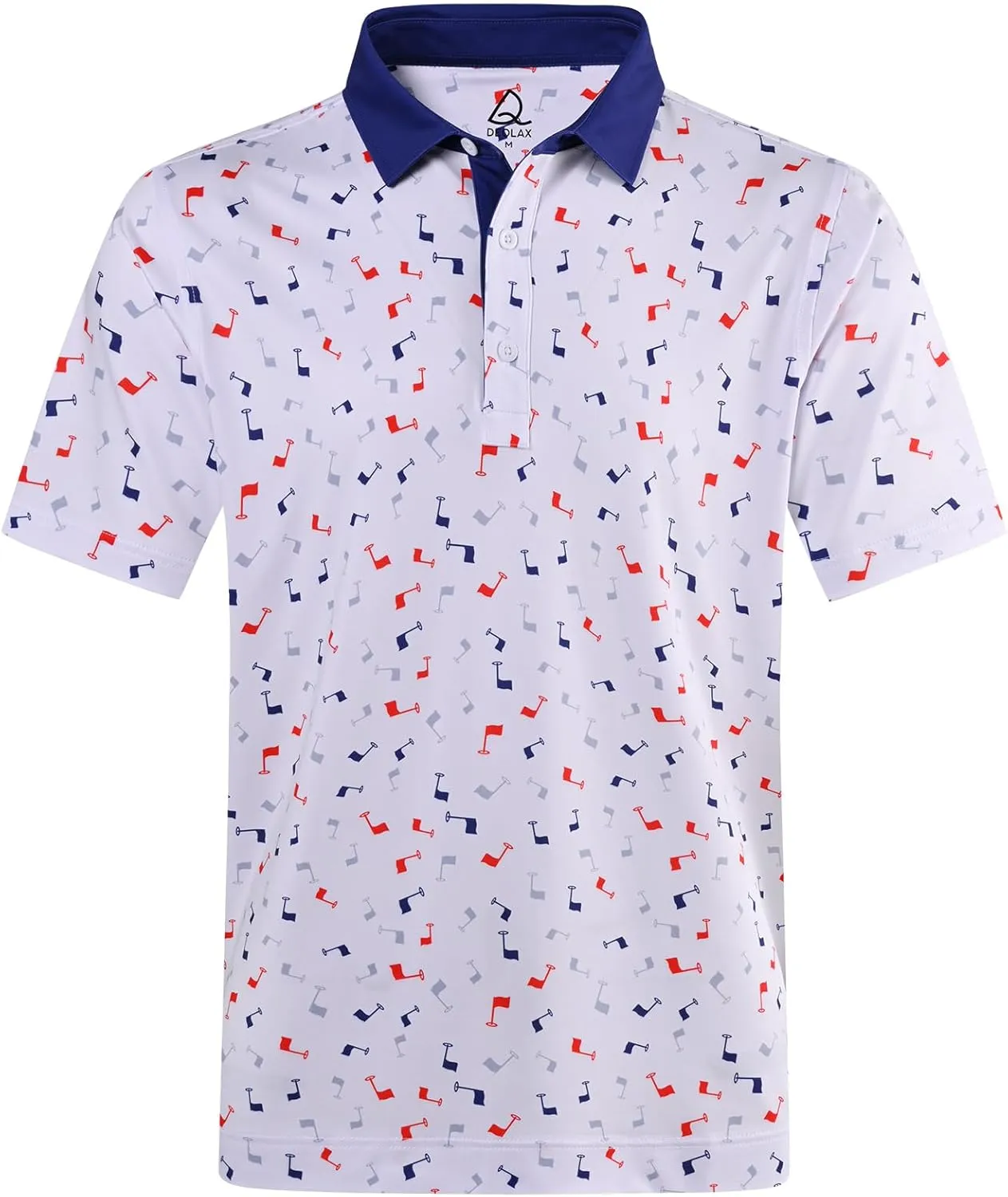 DEOLAX Mens Golf Shirt Moisture Wicking Dry Fit Performance Mens Polo Shirts Short Sleeve Fashion Print Golf Shirts for Men