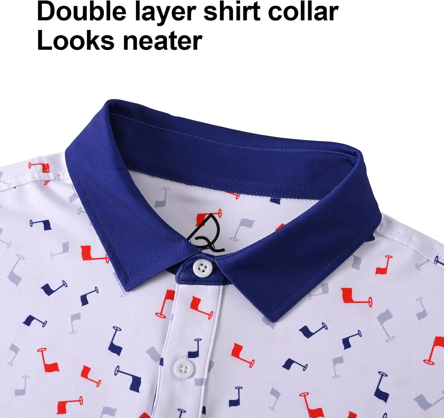 DEOLAX Mens Golf Shirt Moisture Wicking Dry Fit Performance Mens Polo Shirts Short Sleeve Fashion Print Golf Shirts for Men