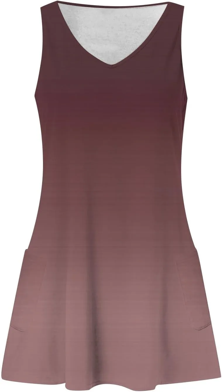 DOPOCQ Dresses for Women 2024 Casual Trendy Gradient Sleeveless Boho Sundress Summer Oversized Sexy V Neck Tank Mini Dresses