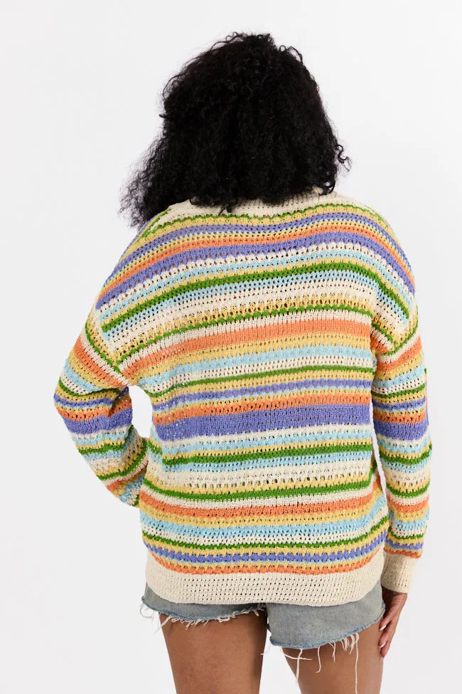 Drive Down Main Purple Multi Striped Open Knit Cardigan FINAL SALE