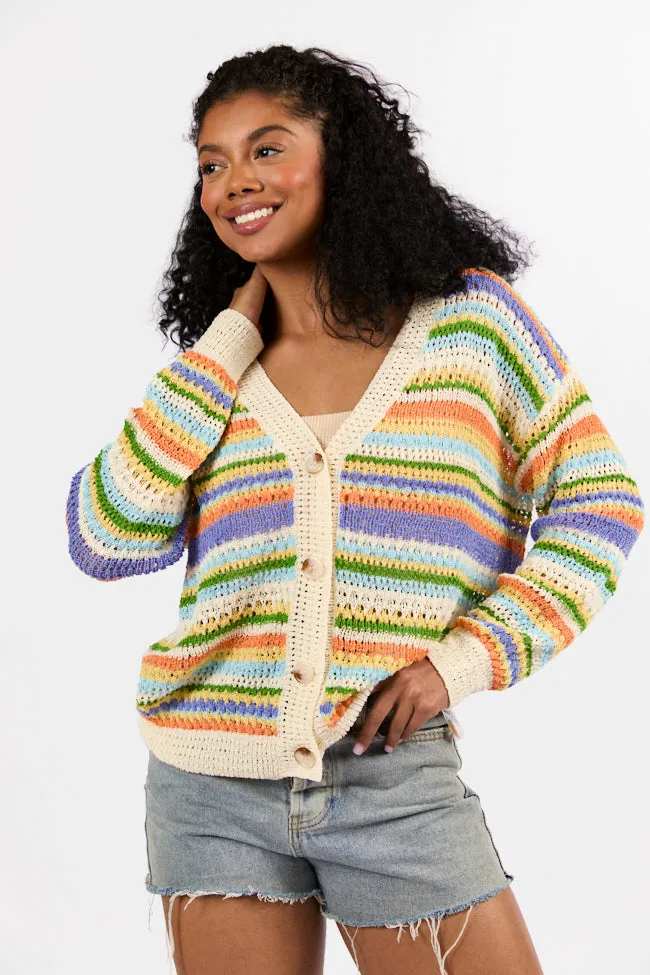 Drive Down Main Purple Multi Striped Open Knit Cardigan FINAL SALE
