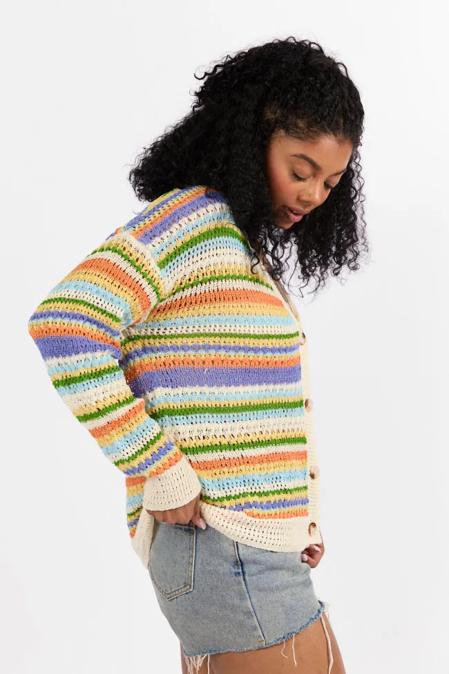 Drive Down Main Purple Multi Striped Open Knit Cardigan FINAL SALE