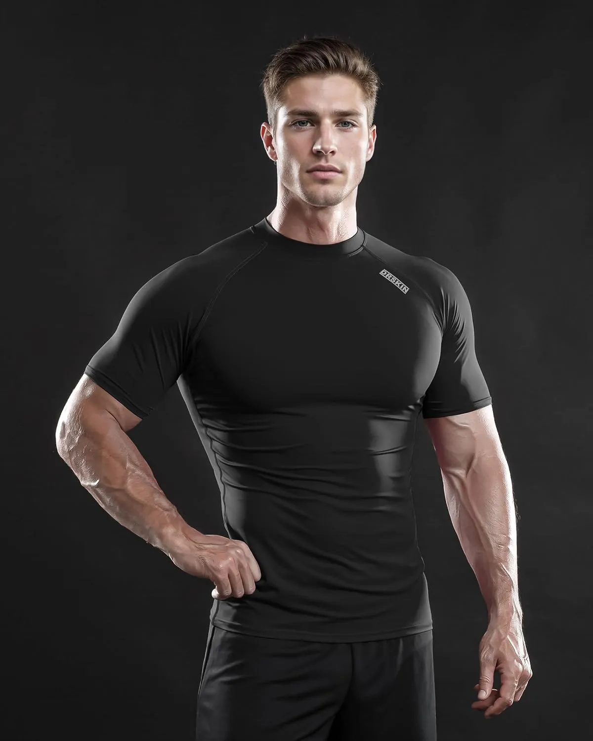 DRSKIN 3, 2 or 1 Pack Men's Compression Shirt Short Sleeve Top Baselayer Sports T-Shirt Athletic Running Active Workout