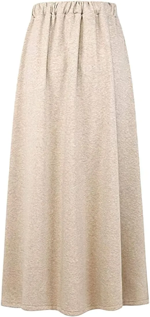 ebossy Women's Winter Warm Fleece Drawstring Waist Sherpa Lined Solid Plain Long Skirts
