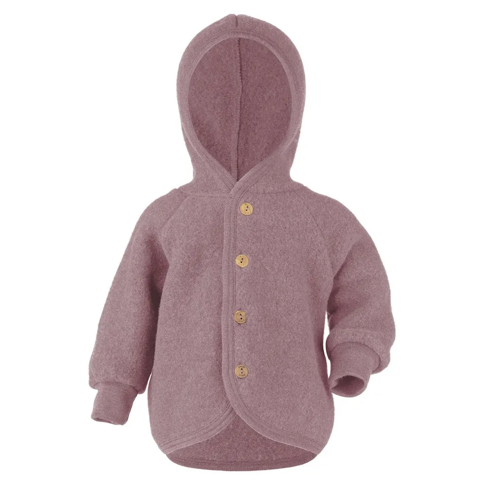 Engel Hooded Jacket With Wooden Buttons Rosewood
