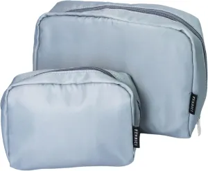 Fenrici Cosmetic Bag Set - 2 Pack: Large 9" Pouch & Small 7" Travel Toiletry Bag with 6 Compartments & Zipper Pocket, Waterproof Design, Gray, Mother's Day Gift