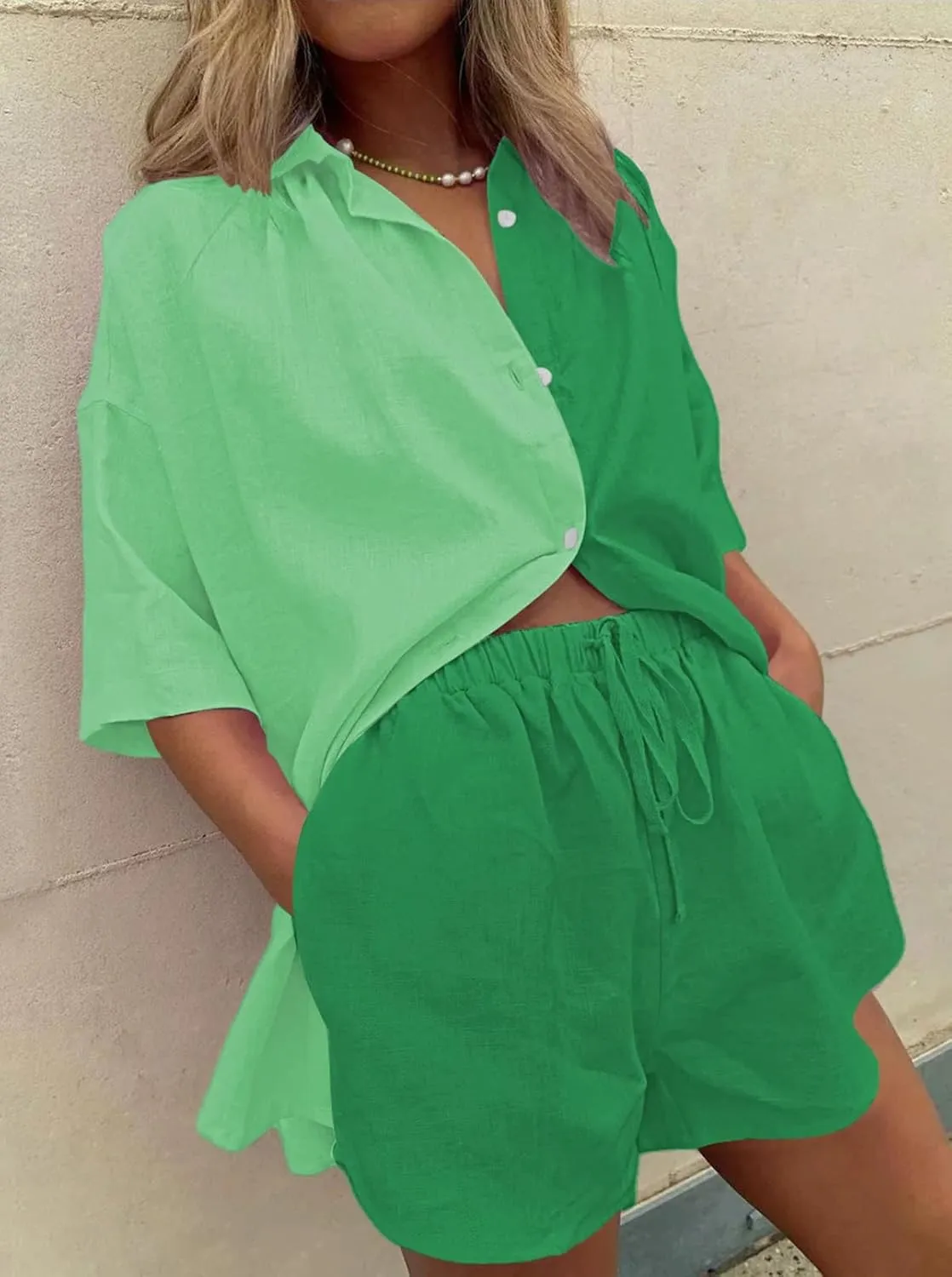 Fixmatti Women 2 Piece Outfit Summer Short Sleeve Top and Shorts Sweatsuit Set