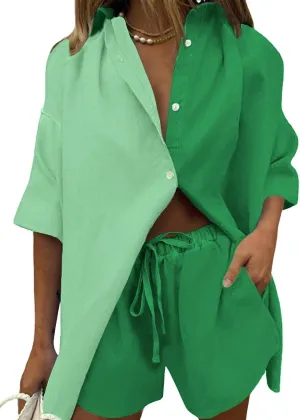 Fixmatti Women 2 Piece Outfit Summer Short Sleeve Top and Shorts Sweatsuit Set