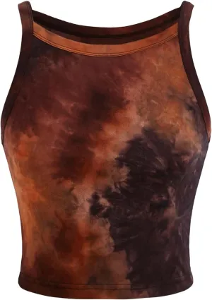 Floerns Women's Plus Size Tie Dye Sleeveless Crop Cami Top Western Camisole