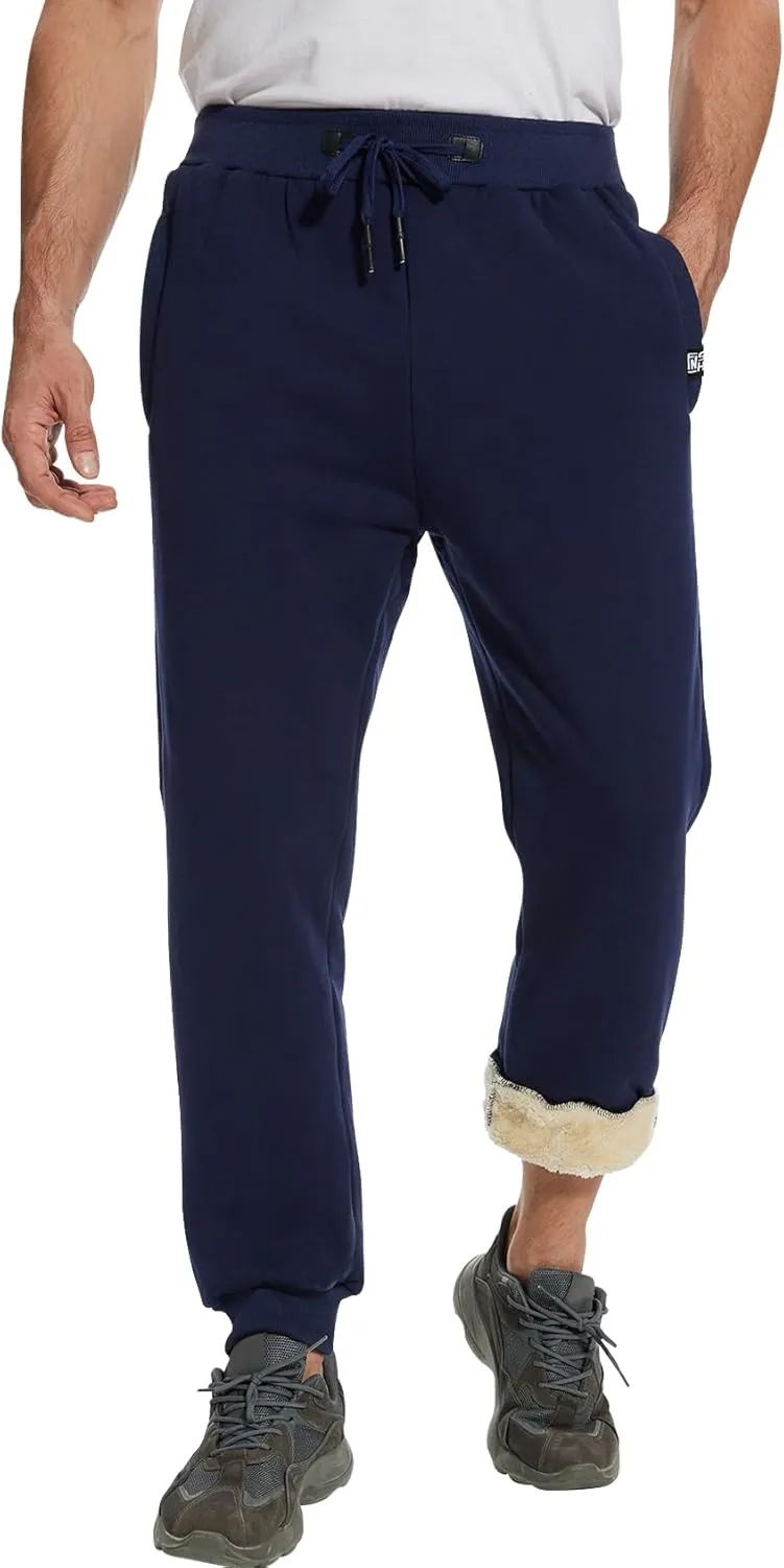 Flygo Men's Fleece Pants Winter Warm Joggers Pants Active Sherpa Lined Sweatpants