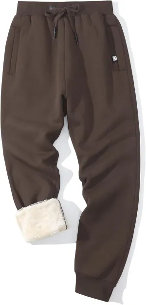 Flygo Men's Fleece Pants Winter Warm Joggers Pants Active Sherpa Lined Sweatpants
