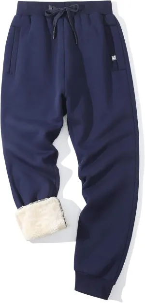 Flygo Men's Fleece Pants Winter Warm Joggers Pants Active Sherpa Lined Sweatpants