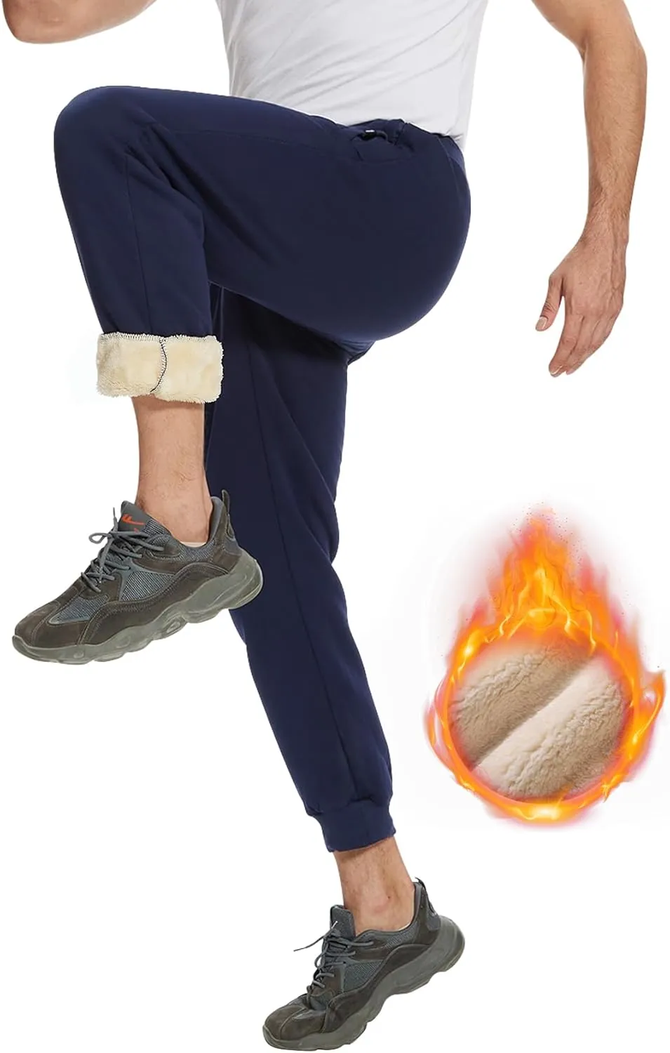 Flygo Men's Fleece Pants Winter Warm Joggers Pants Active Sherpa Lined Sweatpants