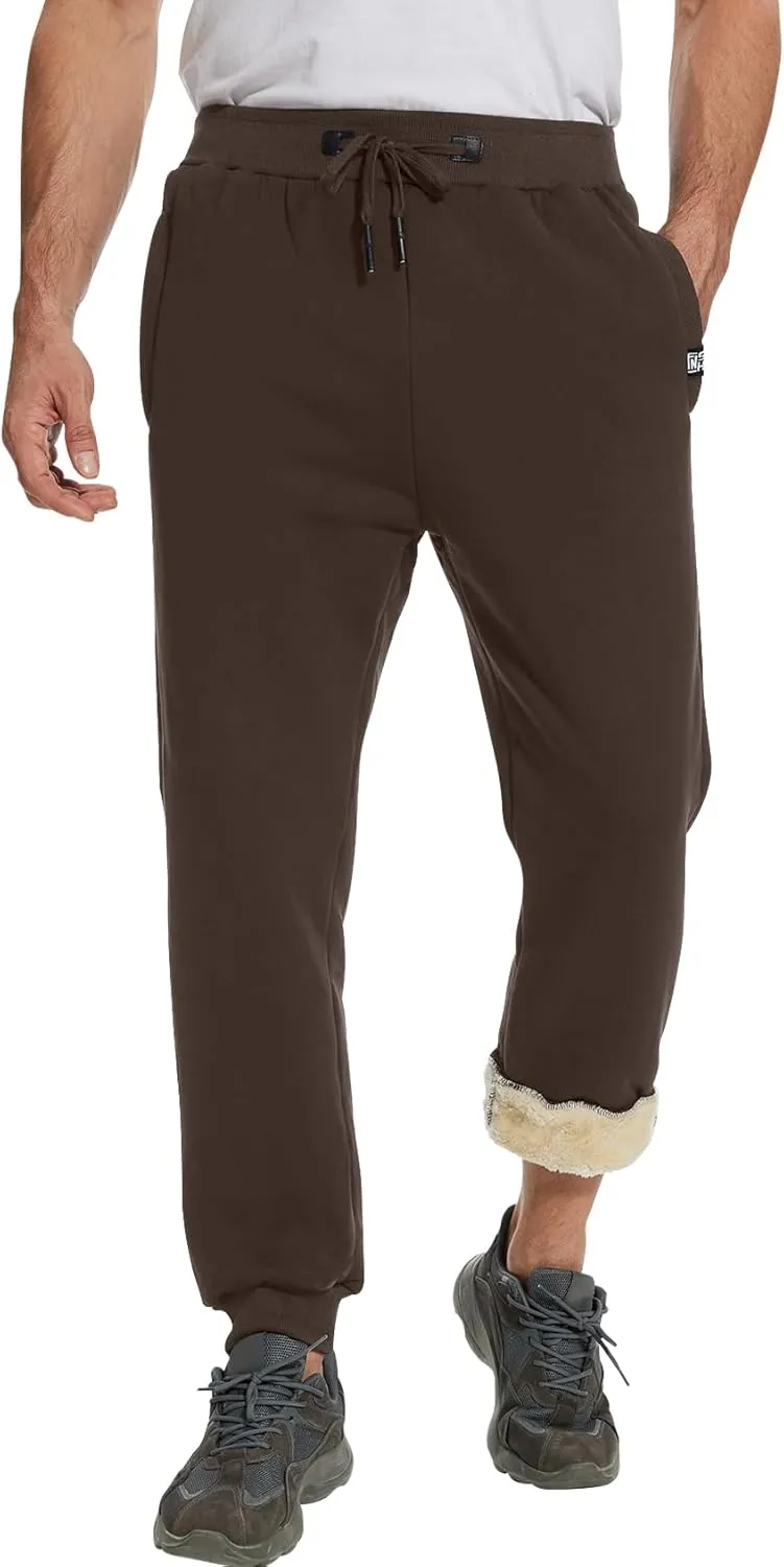 Flygo Men's Fleece Pants Winter Warm Joggers Pants Active Sherpa Lined Sweatpants