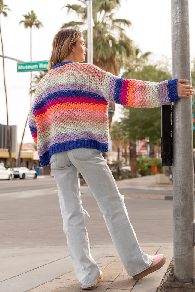 Forgot You Existed Navy Multi Striped Cardigan FINAL SALE
