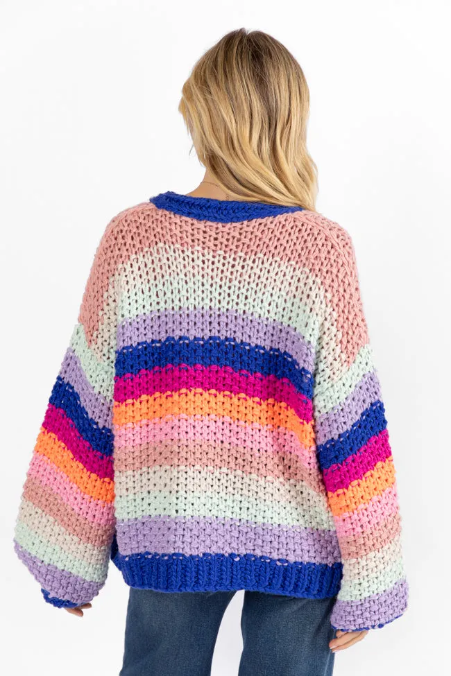 Forgot You Existed Navy Multi Striped Cardigan FINAL SALE