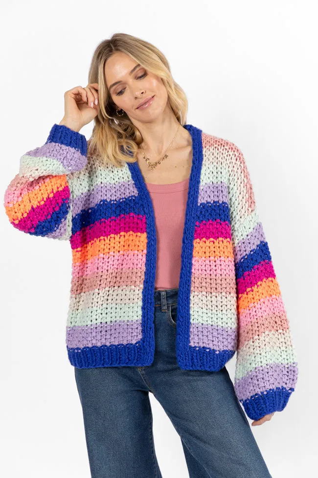 Forgot You Existed Navy Multi Striped Cardigan FINAL SALE
