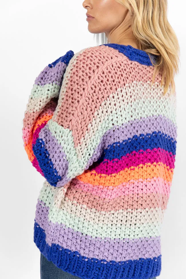 Forgot You Existed Navy Multi Striped Cardigan FINAL SALE