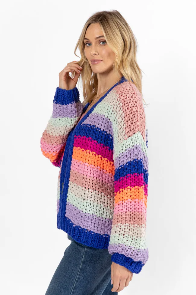 Forgot You Existed Navy Multi Striped Cardigan FINAL SALE