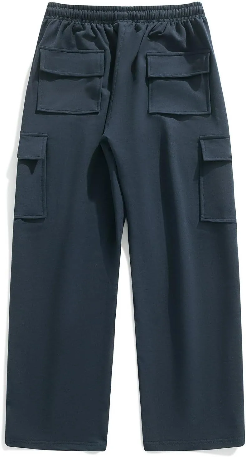 FoxQ Women's Cargo Sweatpants Athletic Wide Leg High-Waisted Baggy Trousers for Casual Wear & Jogging Workout Yoga