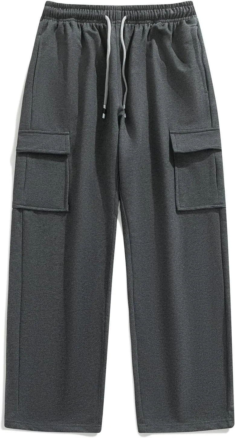 FoxQ Women's Cargo Sweatpants Athletic Wide Leg High-Waisted Baggy Trousers for Casual Wear & Jogging Workout Yoga