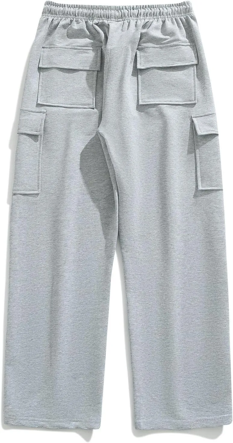 FoxQ Women's Cargo Sweatpants Athletic Wide Leg High-Waisted Baggy Trousers for Casual Wear & Jogging Workout Yoga
